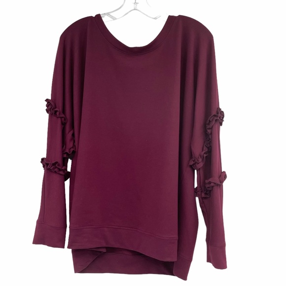 Relativity Ruffle Sleeves Top Burgundy Size 2X - Picture 1 of 11
